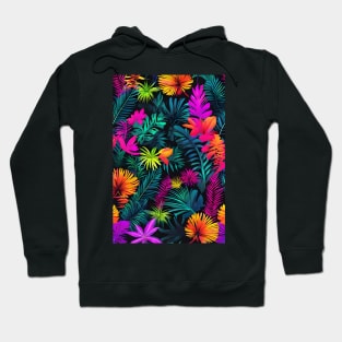 Colourful neon flowers pattern Hoodie